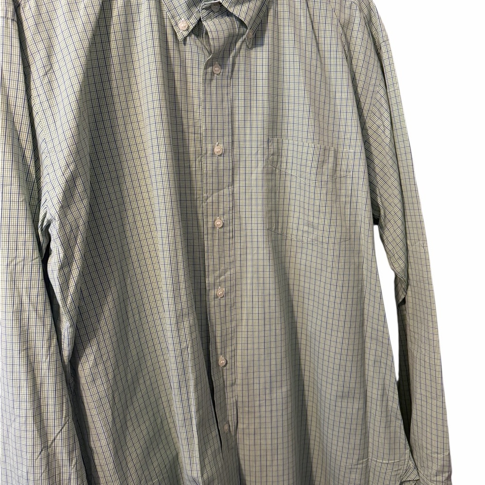 J Crew XL 17-17.5 Green White And Blue Plaid Pocket Button Down Shirt - Picture 2 of 5